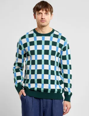 Sweater Mora Retro Check Dark Green