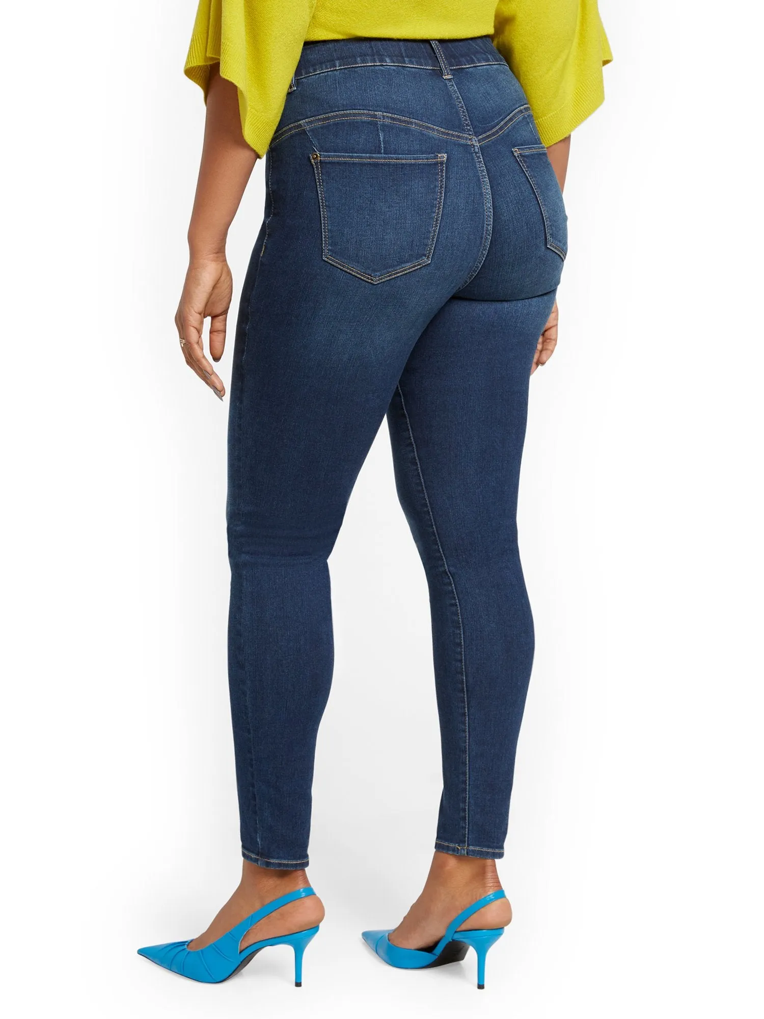 Tall Mya Curvy High-Waisted Sculpting No Gap Super-Skinny Ankle Jeans - Foxy Blue
