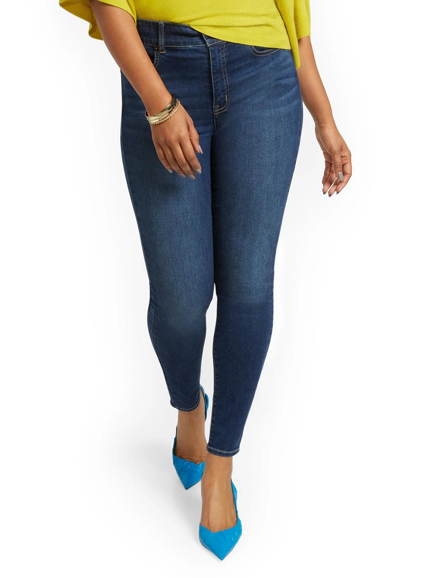 Tall Mya Curvy High-Waisted Sculpting No Gap Super-Skinny Ankle Jeans - Foxy Blue
