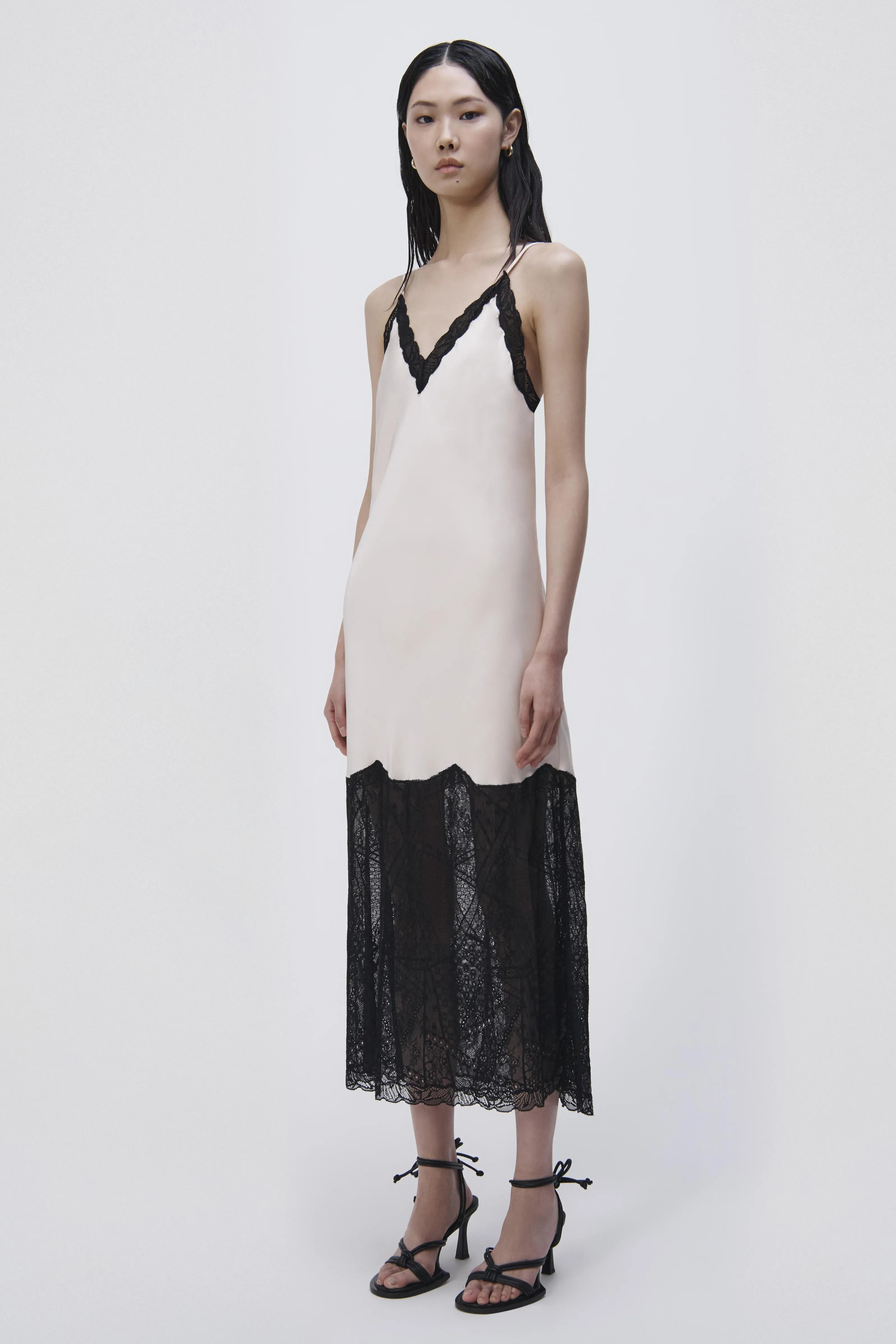 Trish Patchwork Lace Midi Slip Dress