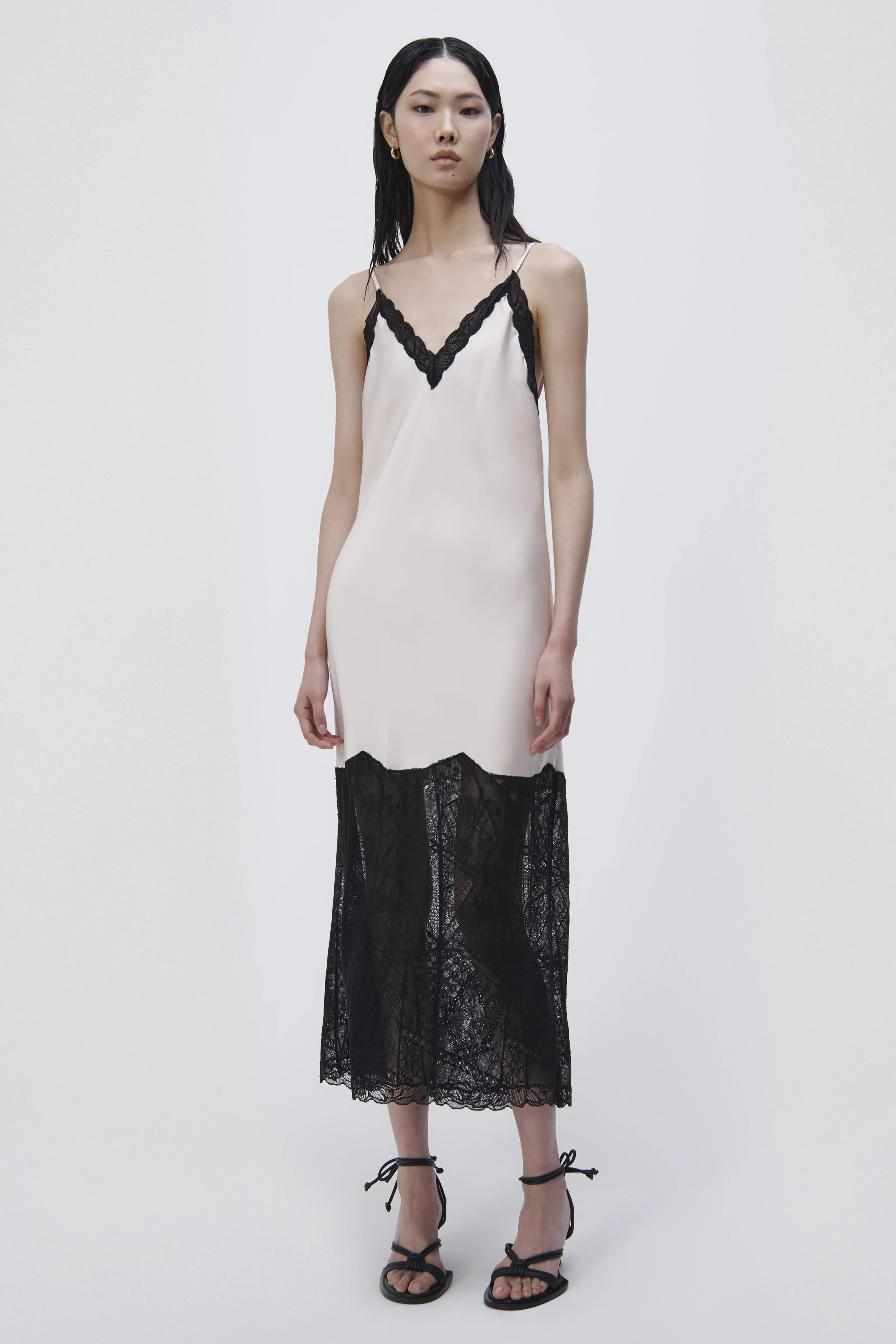 Trish Patchwork Lace Midi Slip Dress