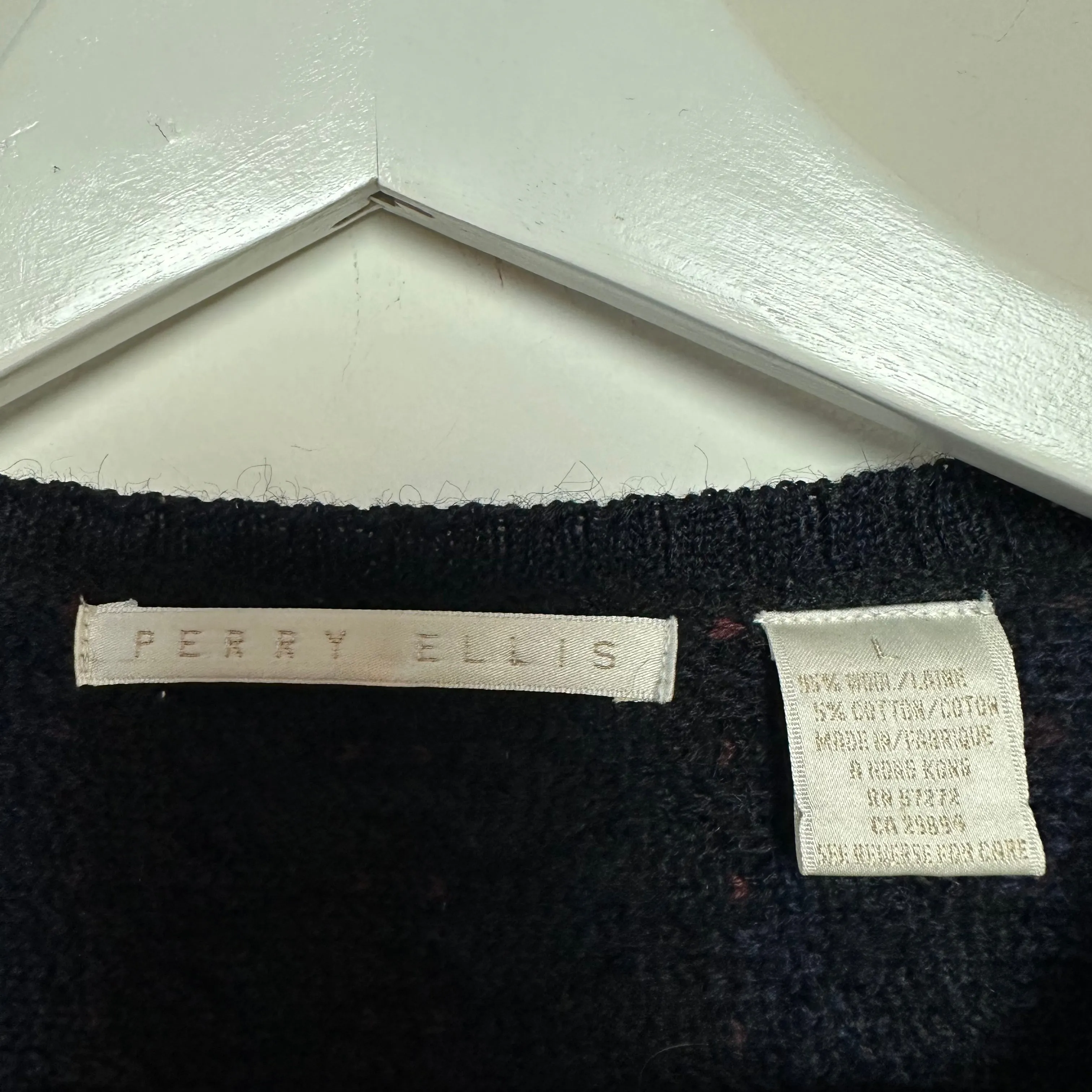 Vintage Perry Ellis Chunky Knit Grandpa Sweater Pullover Crewneck Wool Large