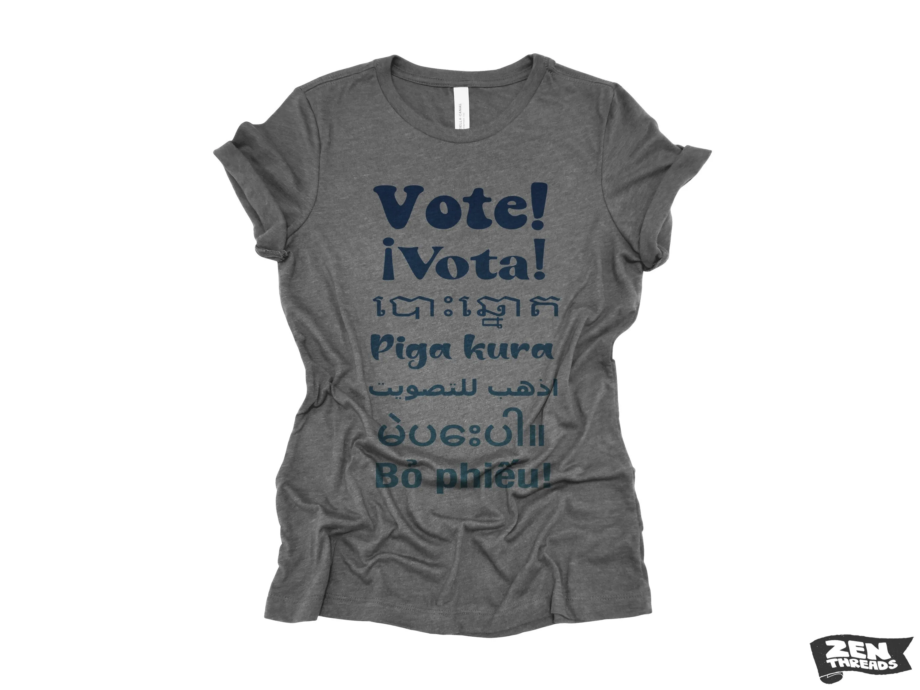 VOTE! !Vota Womens Tee boyfriend fit relaxed T shirt Zen Threads Bella Canvas election voter register voting day volunteer campaign