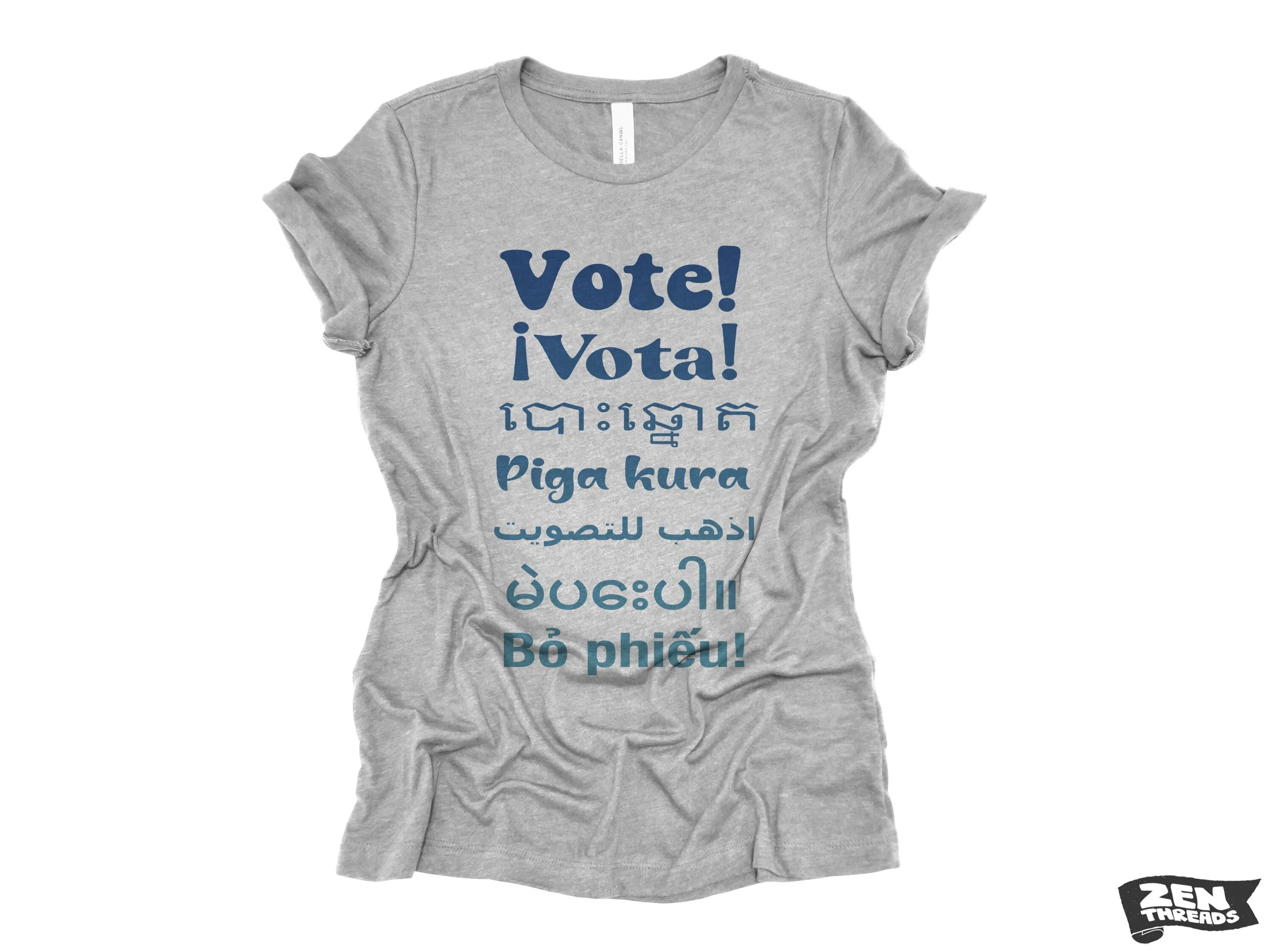 VOTE! !Vota Womens Tee boyfriend fit relaxed T shirt Zen Threads Bella Canvas election voter register voting day volunteer campaign