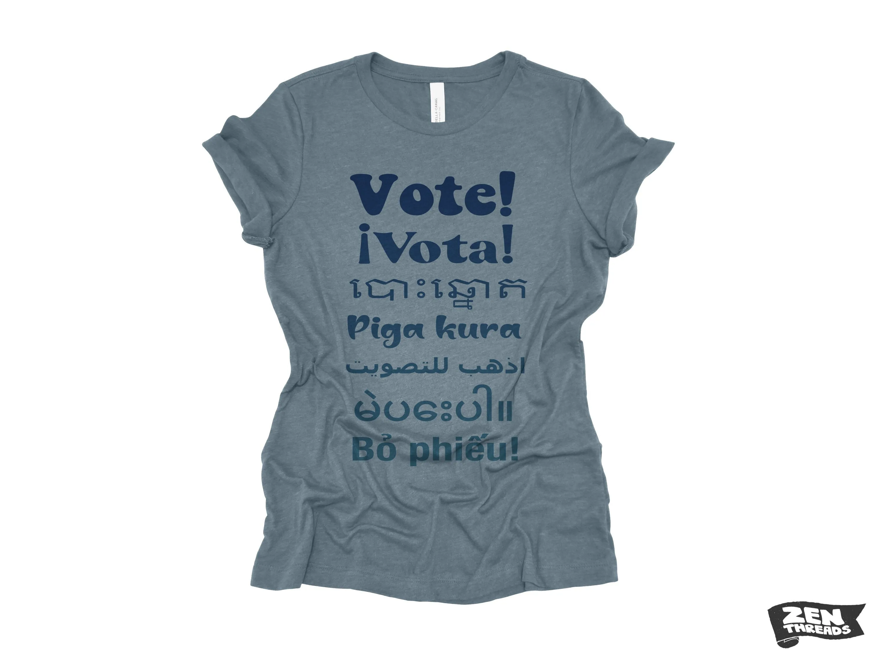 VOTE! !Vota Womens Tee boyfriend fit relaxed T shirt Zen Threads Bella Canvas election voter register voting day volunteer campaign