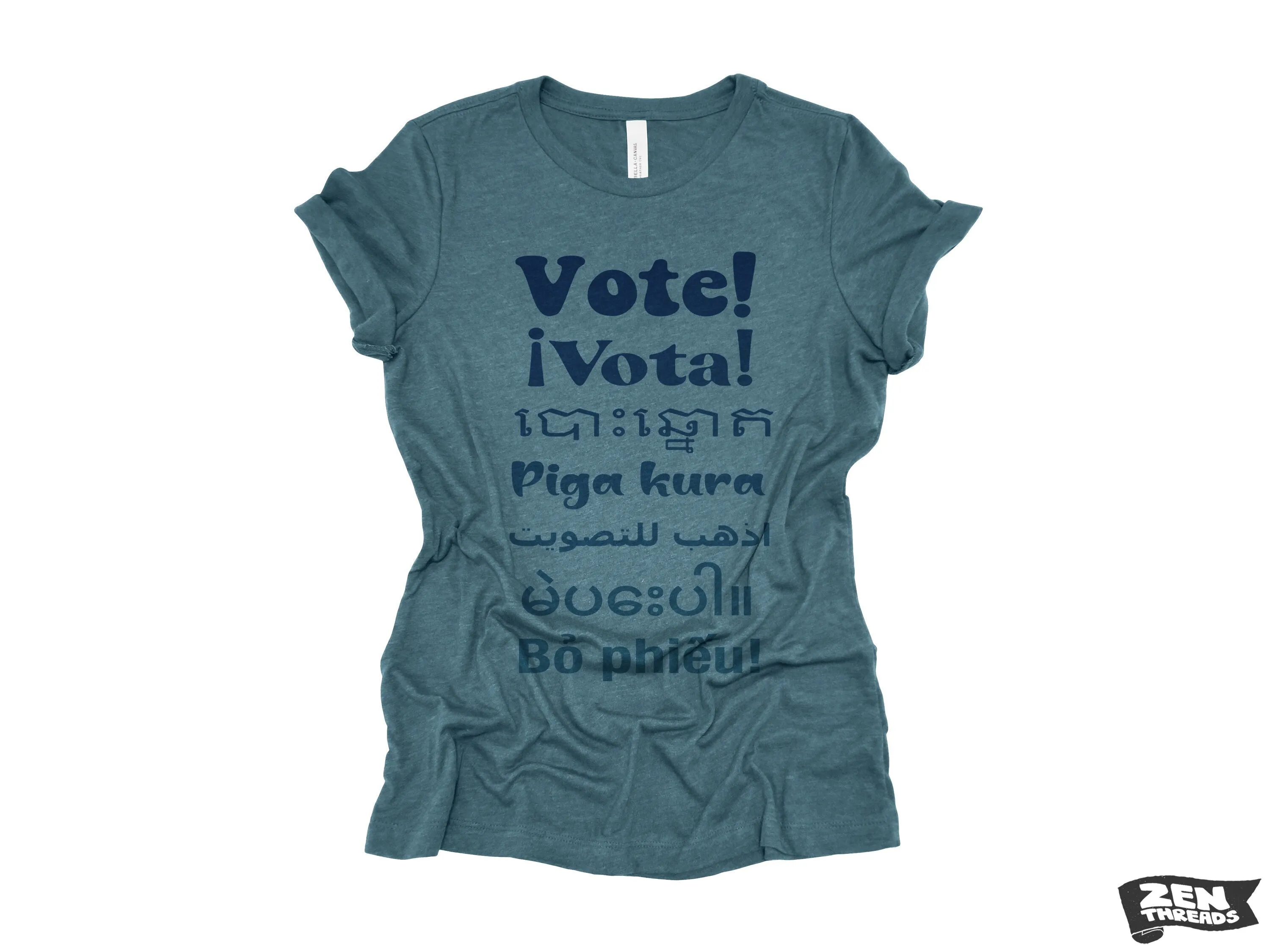 VOTE! !Vota Womens Tee boyfriend fit relaxed T shirt Zen Threads Bella Canvas election voter register voting day volunteer campaign