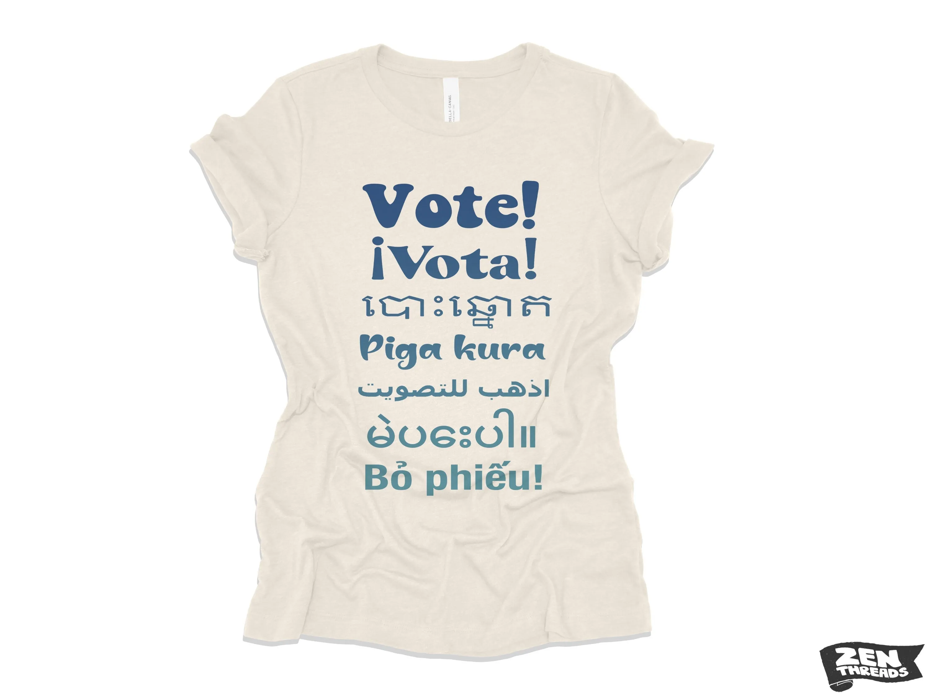 VOTE! !Vota Womens Tee boyfriend fit relaxed T shirt Zen Threads Bella Canvas election voter register voting day volunteer campaign