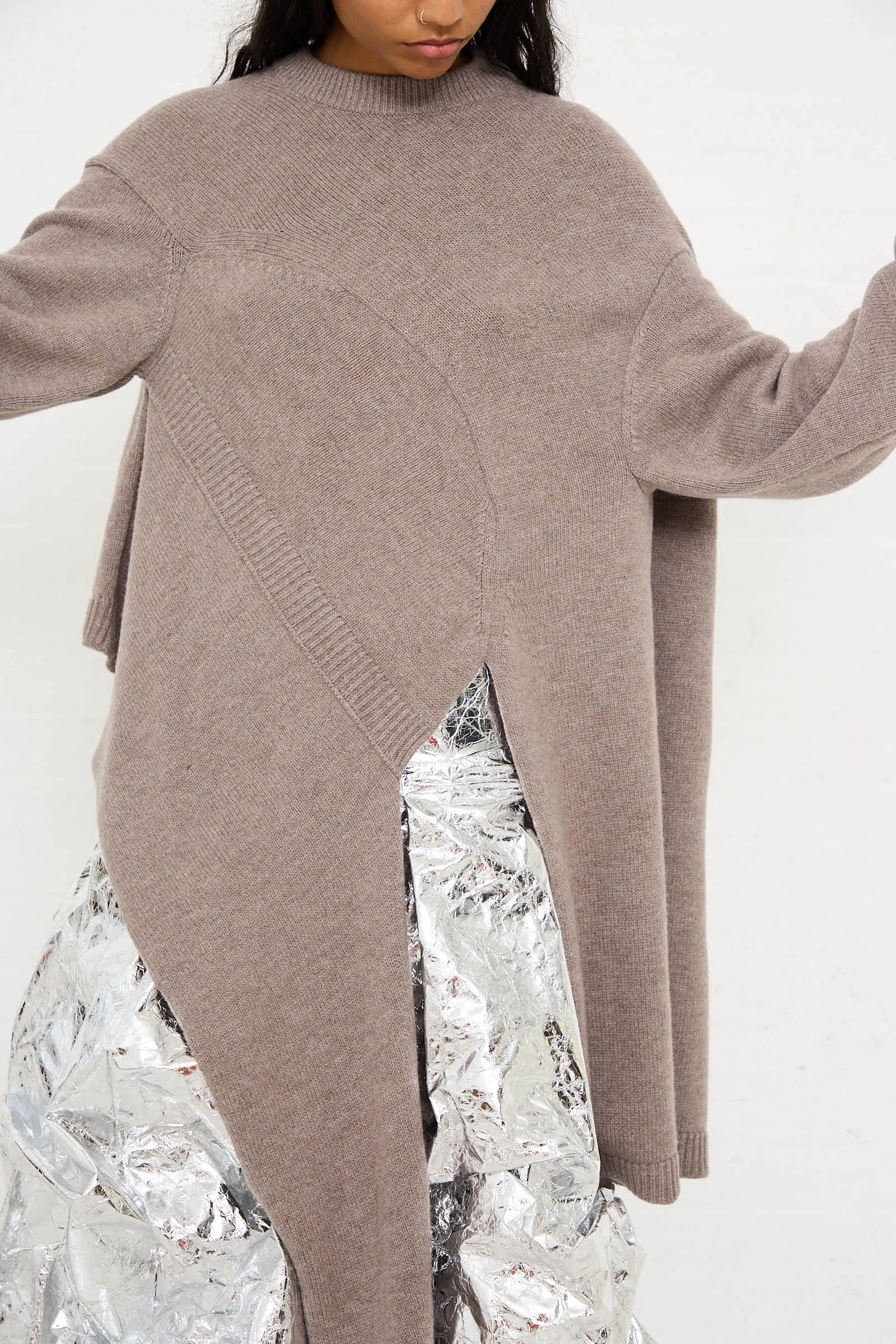 Wool Cashmere Blend Massa Knit Sweater in Light Brown