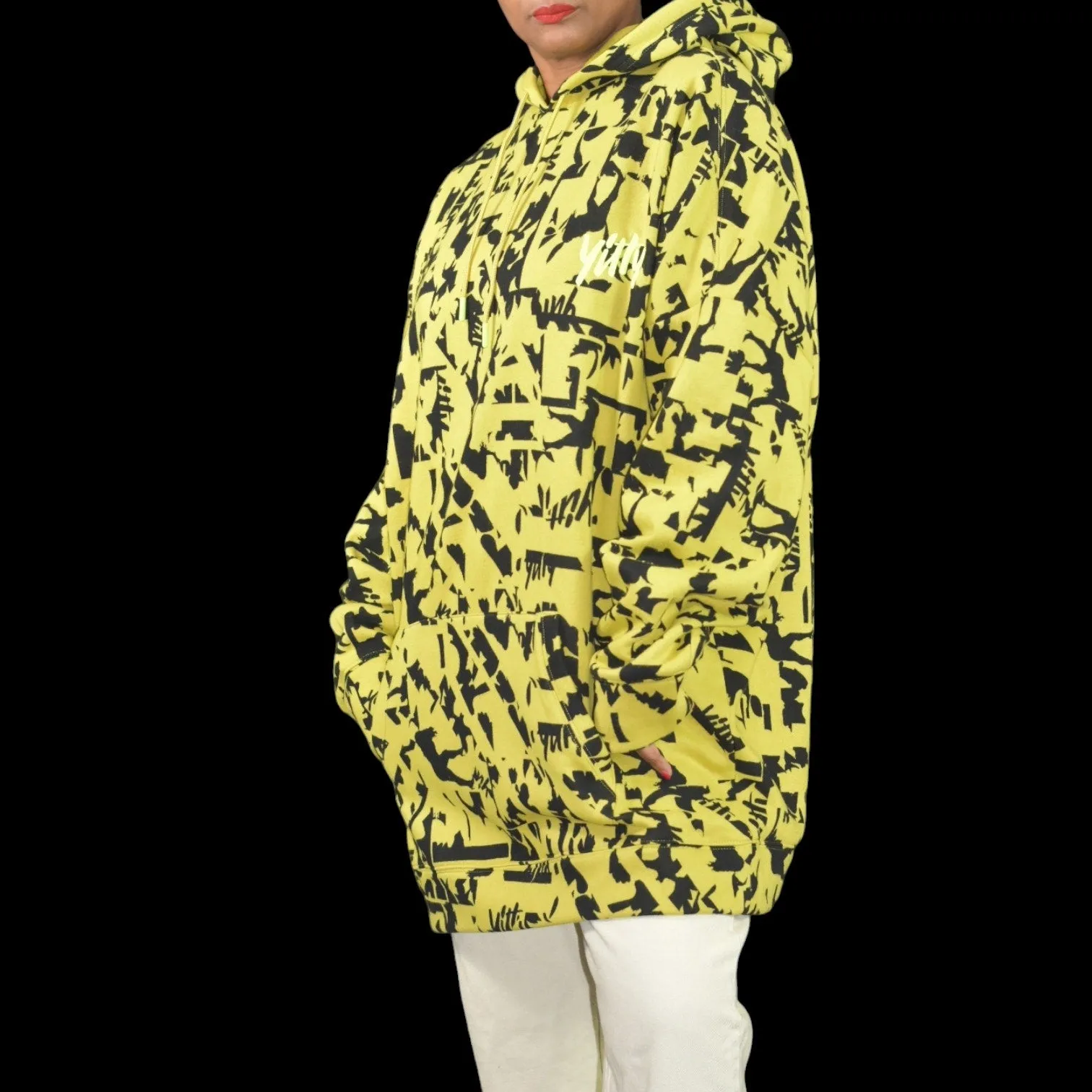 Yitty Major Label Oversized Hoodie Yellow Fleece Lizzo Sweatshirt Top Long Sleeves Hood Size Medium