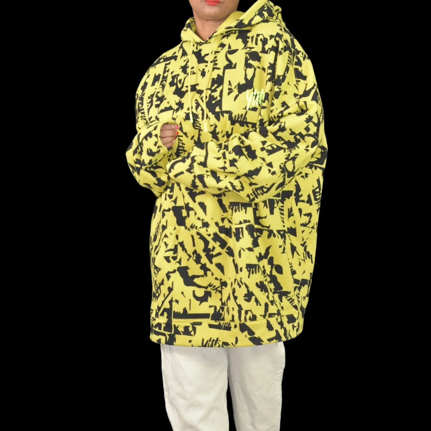 Yitty Major Label Oversized Hoodie Yellow Fleece Lizzo Sweatshirt Top Long Sleeves Hood Size Medium