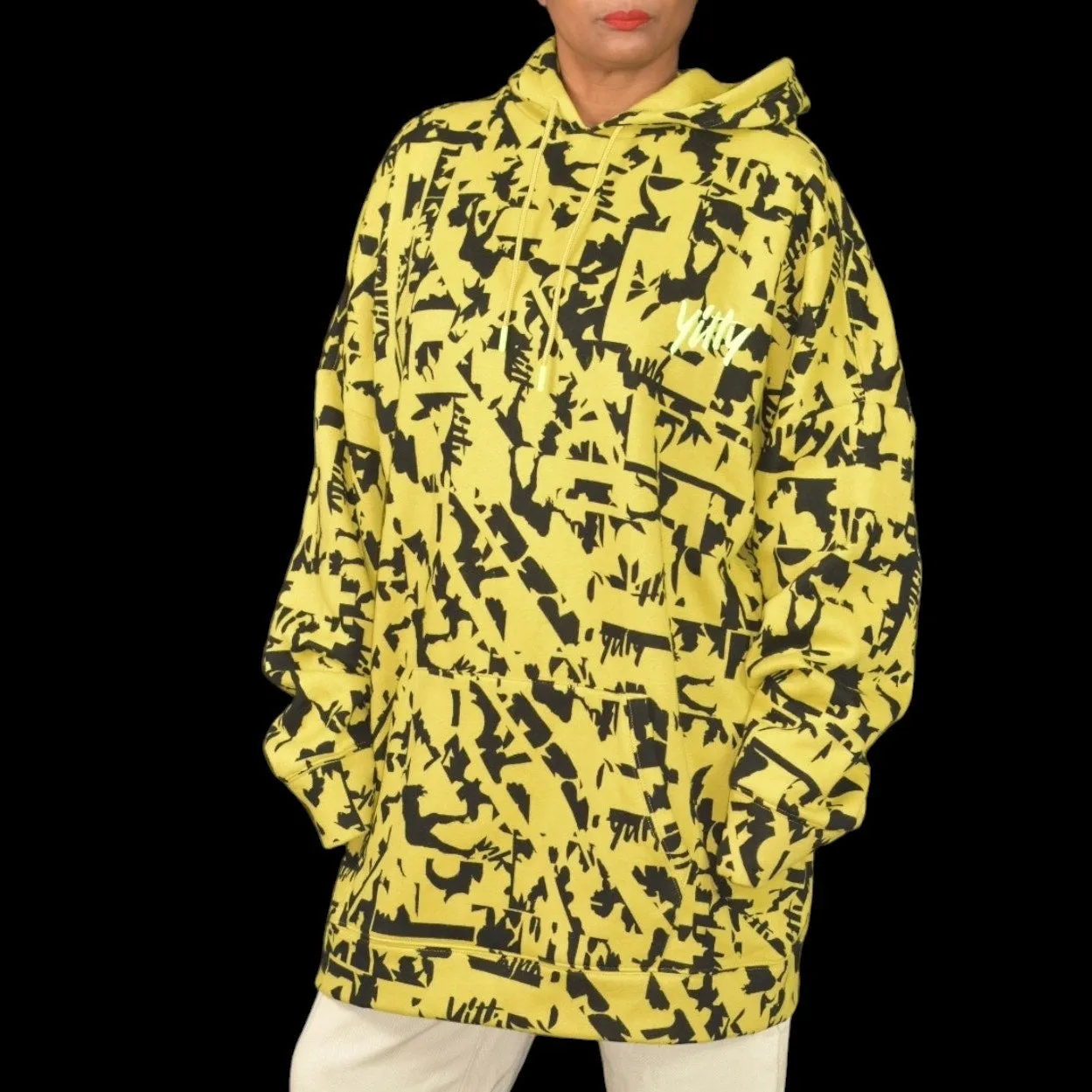 Yitty Major Label Oversized Hoodie Yellow Fleece Lizzo Sweatshirt Top Long Sleeves Hood Size Medium